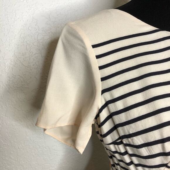 Anthropologie Corey Lynn Calter cream stripe floral asymmetrical dress size 2 - Picture 6 of 16